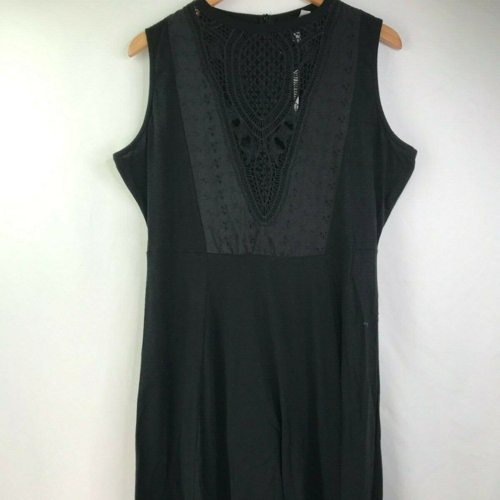 New Asos Curvy Black Dress Eyelet Inset Sleeveless